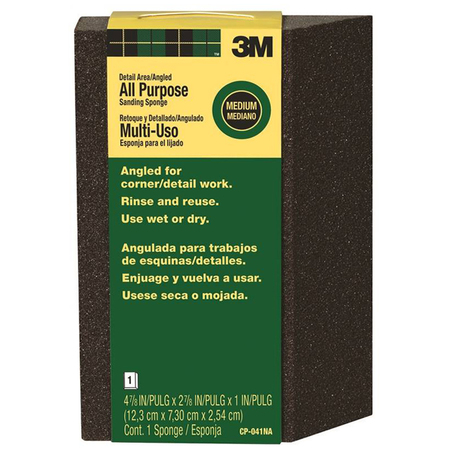 3M 4-7/8" x 2-7/8" SandBlaster Detail Area Angled Sanding Sponge Medium CP-041